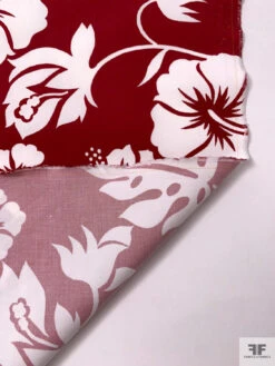 Leaf And Floral Printed Fine Cotton Twill - Dark Red / Off-White 17 Leaf And Floral Printed Fine Cotton Twill - Dark Red / Off-White -Fabrics And Fabrics Store 19984 7