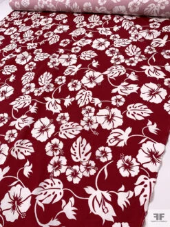 Leaf And Floral Printed Fine Cotton Twill - Dark Red / Off-White 18 Leaf And Floral Printed Fine Cotton Twill - Dark Red / Off-White -Fabrics And Fabrics Store 19984 8