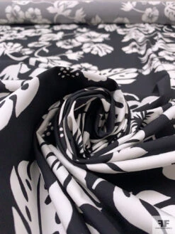 Leaf And Floral Printed Fine Cotton Twill - Black / Off-White -Fabrics And Fabrics Store 19985 3