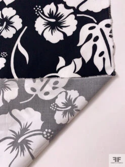 Leaf And Floral Printed Fine Cotton Twill - Black / Off-White -Fabrics And Fabrics Store 19985 5