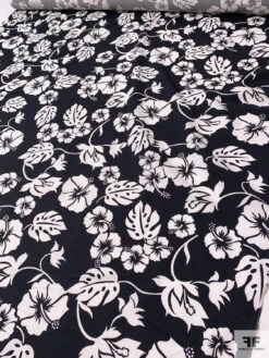 Leaf And Floral Printed Fine Cotton Twill - Black / Off-White -Fabrics And Fabrics Store 19985 6