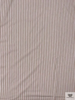 Italian Striped Yarn-Dyed Fine Cotton Shirting - Oatmeal / White -Fabrics And Fabrics Store 19989 4