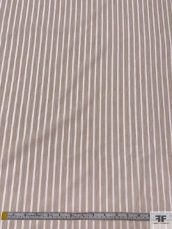 Italian Striped Yarn-Dyed Fine Cotton Shirting - Oatmeal / White -Fabrics And Fabrics Store 19989 5