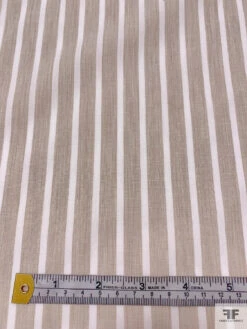 Italian Striped Yarn-Dyed Fine Cotton Shirting - Oatmeal / White -Fabrics And Fabrics Store 19989 6