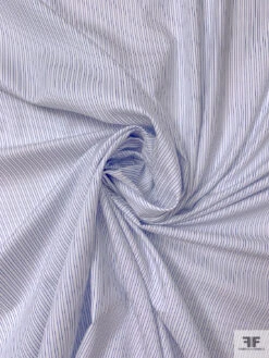 Italian Striped Yarn-Dyed Fine Cotton Shirting - White / Blue