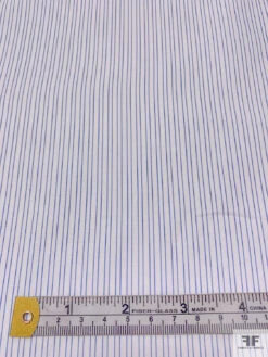 Italian Striped Yarn-Dyed Fine Cotton Shirting - White / Blue -Fabrics And Fabrics Store 19991 4