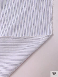 Italian Striped Yarn-Dyed Fine Cotton Shirting - White / Blue -Fabrics And Fabrics Store 19991 5
