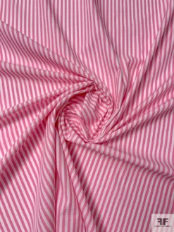 Italian Striped Yarn-Dyed Fine Cotton Shirting - Pink / White