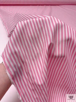 Italian Striped Yarn-Dyed Fine Cotton Shirting - Pink / White -Fabrics And Fabrics Store 19992 8