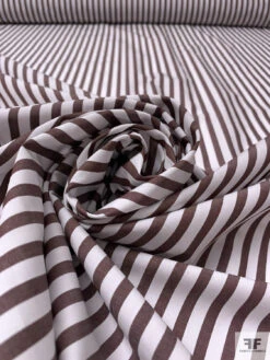 Italian Striped Yarn-Dyed Fine Cotton Shirting - Brown / White -Fabrics And Fabrics Store 19994 3