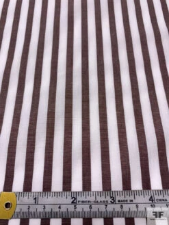 Italian Striped Yarn-Dyed Fine Cotton Shirting - Brown / White -Fabrics And Fabrics Store 19994 5