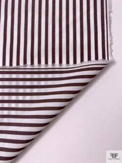 Italian Striped Yarn-Dyed Fine Cotton Shirting - Brown / White -Fabrics And Fabrics Store 19994 6