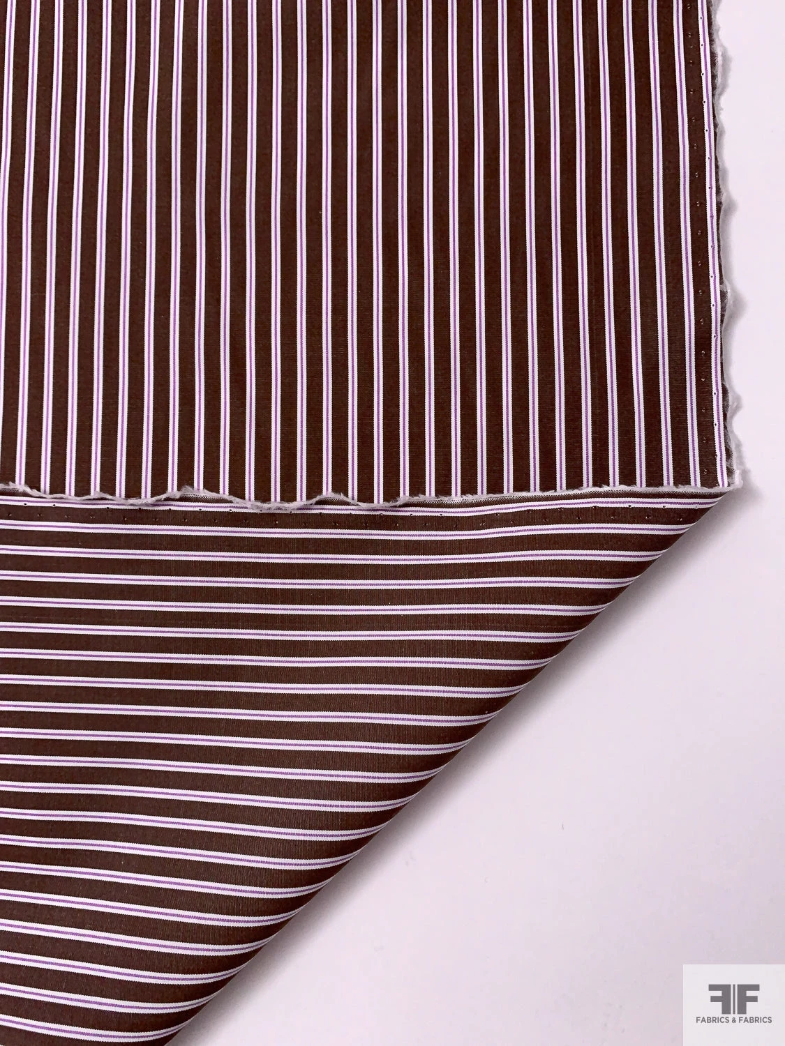 Italian Striped Yarn-Dyed Fine Cotton Shirting - Brown / White / Medium Orchid 8 Italian Striped Yarn-Dyed Fine Cotton Shirting - Brown / White / Medium Orchid - Image 6