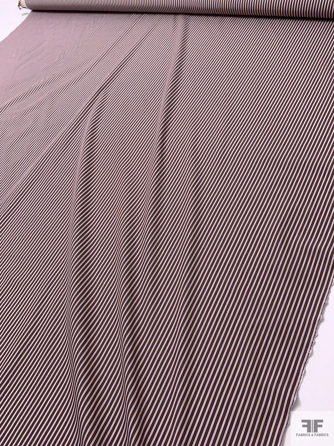 Italian Striped Yarn-Dyed Fine Cotton Shirting - Brown / White / Medium Orchid 9 Italian Striped Yarn-Dyed Fine Cotton Shirting - Brown / White / Medium Orchid - Image 7