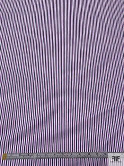 Italian Striped Yarn-Dyed Fine Cotton Shirting - Medium Orchid / Navy / White -Fabrics And Fabrics Store 19996 4