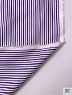 Italian Striped Yarn-Dyed Fine Cotton Shirting - Medium Orchid / Navy / White -Fabrics And Fabrics Store 19996 6