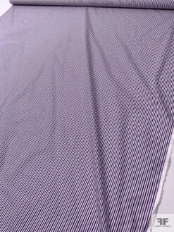 Italian Striped Yarn-Dyed Fine Cotton Shirting - Medium Orchid / Navy / White -Fabrics And Fabrics Store 19996 7