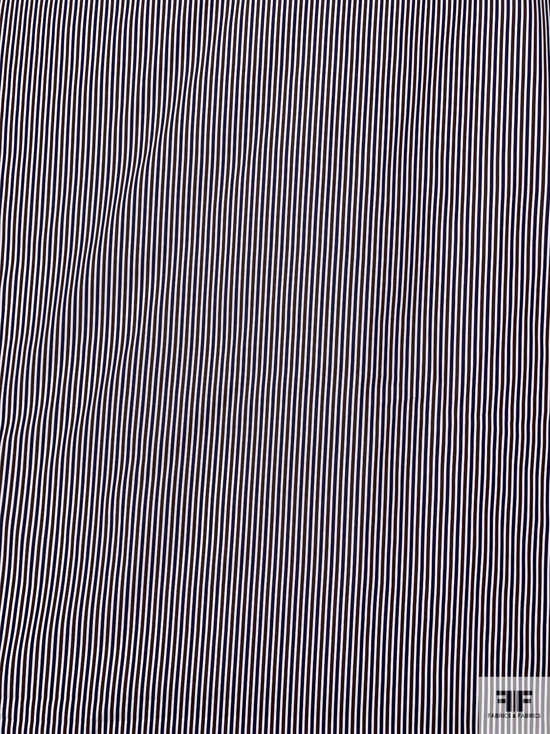 Italian Striped Yarn-Dyed Fine Cotton Shirting - Navy / Brown / White 6 Italian Striped Yarn-Dyed Fine Cotton Shirting - Navy / Brown / White - Image 4