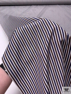 Italian Striped Yarn-Dyed Fine Cotton Shirting - Navy / Brown / White 19 Italian Striped Yarn-Dyed Fine Cotton Shirting - Navy / Brown / White -Fabrics And Fabrics Store 19997 9