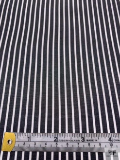 Italian Striped Yarn-Dyed Fine Cotton Shirting - Charcoal Black / White -Fabrics And Fabrics Store 19998 5