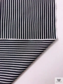 Italian Striped Yarn-Dyed Fine Cotton Shirting - Charcoal Black / White -Fabrics And Fabrics Store 19998 6