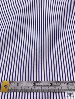 Italian Striped Yarn-Dyed Fine Cotton Shirting - Navy Blue / White -Fabrics And Fabrics Store 19999 4
