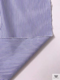 Italian Striped Yarn-Dyed Fine Cotton Shirting - Navy Blue / White -Fabrics And Fabrics Store 19999 5