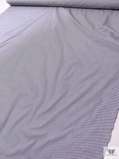 Italian Striped Yarn-Dyed Fine Cotton Shirting - Navy Blue / White -Fabrics And Fabrics Store 19999 6