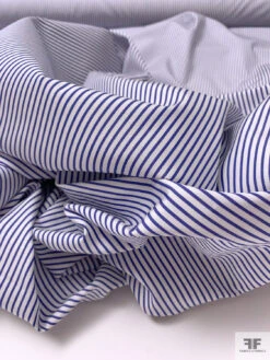 Italian Striped Yarn-Dyed Fine Cotton Shirting - Navy Blue / White -Fabrics And Fabrics Store 19999 8