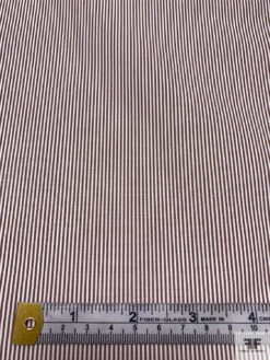 Italian Thin Striped Yarn-Dyed Fine Cotton Shirting - Chocolate Brown / White -Fabrics And Fabrics Store 20000 4