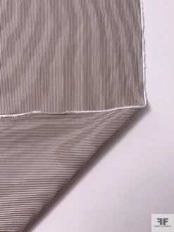 Italian Thin Striped Yarn-Dyed Fine Cotton Shirting - Chocolate Brown / White -Fabrics And Fabrics Store 20000 5