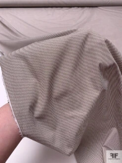 Italian Thin Striped Yarn-Dyed Fine Cotton Shirting - Chocolate Brown / White -Fabrics And Fabrics Store 20000 7