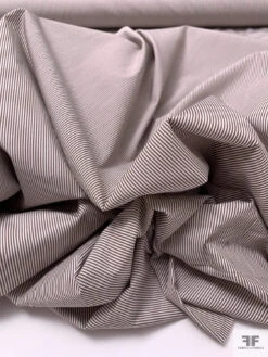 Italian Thin Striped Yarn-Dyed Fine Cotton Shirting - Chocolate Brown / White -Fabrics And Fabrics Store 20000 8