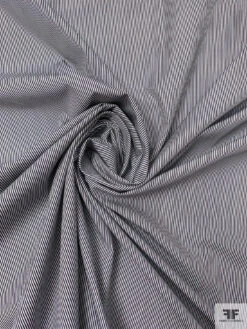 Italian Thin Striped Yarn-Dyed Fine Cotton Shirting - Charcoal Black / White