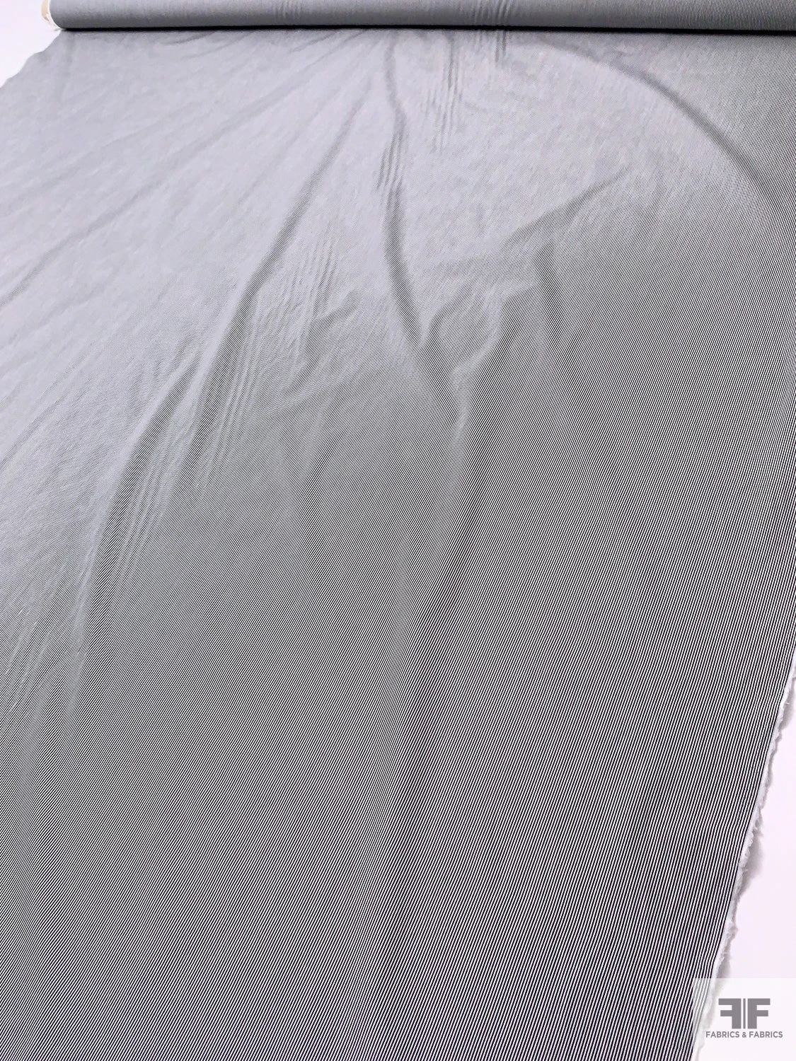 Italian Thin Striped Yarn-Dyed Fine Cotton Shirting - Charcoal Black / White 8 Italian Thin Striped Yarn-Dyed Fine Cotton Shirting - Charcoal Black / White - Image 6