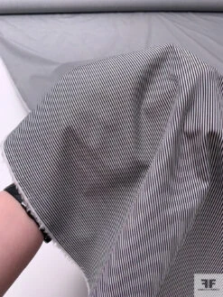 Italian Thin Striped Yarn-Dyed Fine Cotton Shirting - Charcoal Black / White 16 Italian Thin Striped Yarn-Dyed Fine Cotton Shirting - Charcoal Black / White -Fabrics And Fabrics Store 20001 7