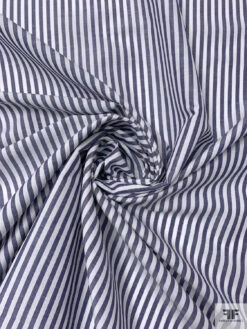 Italian Striped Yarn-Dyed Plain-Weave Fine Cotton-Linen Shirting - Navy / White