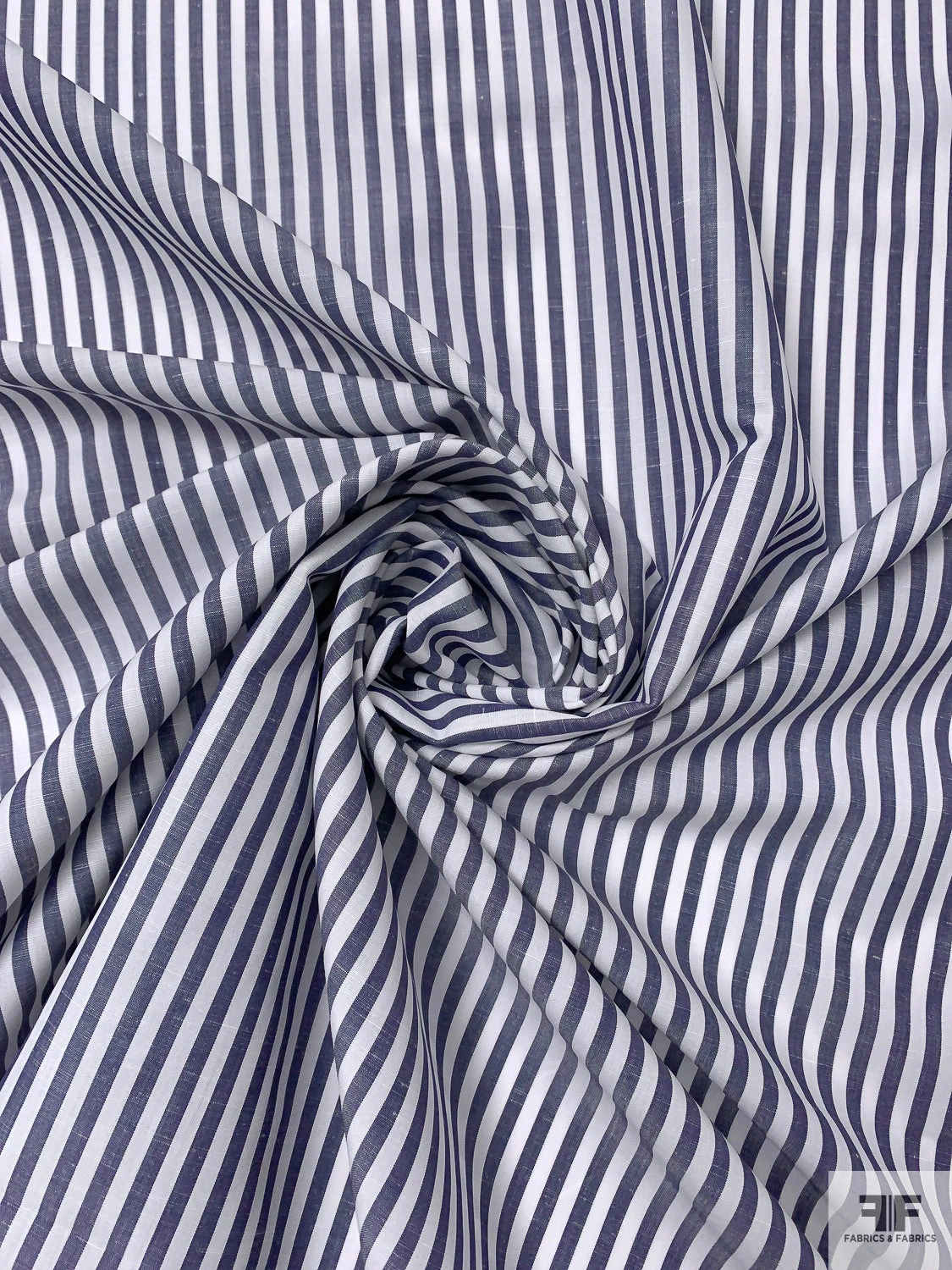 Italian Striped Yarn-Dyed Plain-Weave Fine Cotton-Linen Shirting - Navy / White 5 Italian Striped Yarn-Dyed Plain-Weave Fine Cotton-Linen Shirting - Navy / White - Image 3