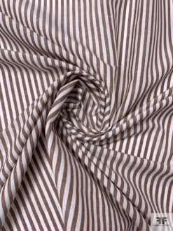 Italian Striped Yarn-Dyed Plain-Weave Fine Cotton-Linen Shirting - Chocolate Brown / White
