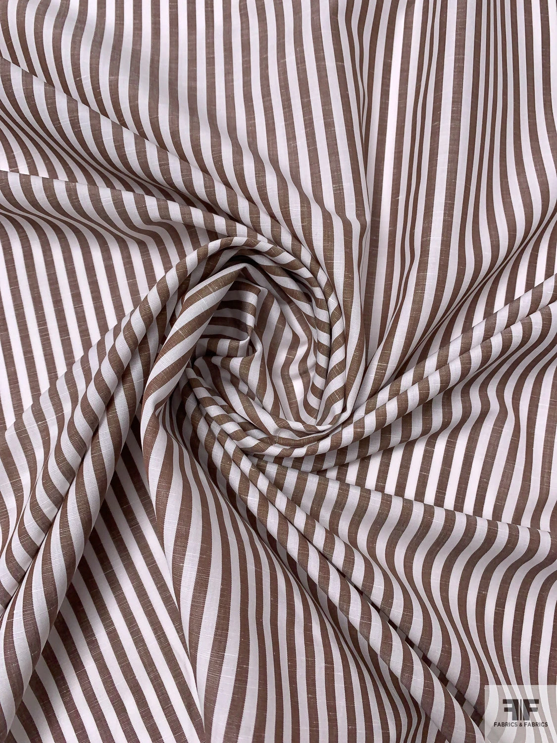 Italian Striped Yarn-Dyed Plain-Weave Fine Cotton-Linen Shirting - Chocolate Brown / White 5 Italian Striped Yarn-Dyed Plain-Weave Fine Cotton-Linen Shirting - Chocolate Brown / White - Image 3