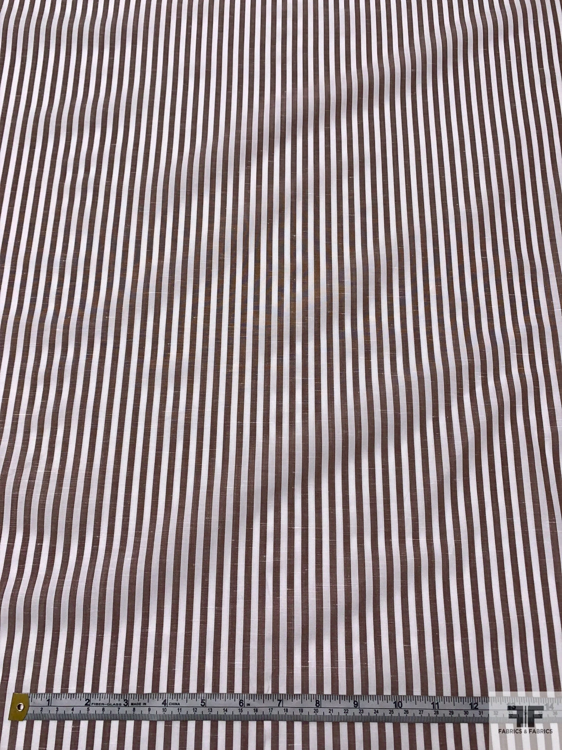 Italian Striped Yarn-Dyed Plain-Weave Fine Cotton-Linen Shirting - Chocolate Brown / White 8 Italian Striped Yarn-Dyed Plain-Weave Fine Cotton-Linen Shirting - Chocolate Brown / White - Image 6