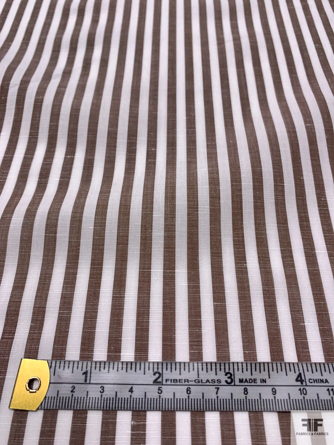 Italian Striped Yarn-Dyed Plain-Weave Fine Cotton-Linen Shirting - Chocolate Brown / White 4 Italian Striped Yarn-Dyed Plain-Weave Fine Cotton-Linen Shirting - Chocolate Brown / White - Image 2