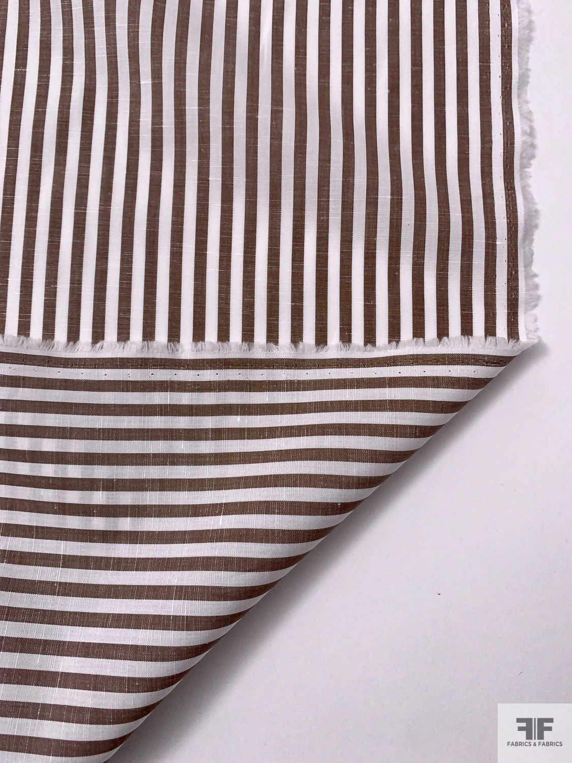 Italian Striped Yarn-Dyed Plain-Weave Fine Cotton-Linen Shirting - Chocolate Brown / White 9 Italian Striped Yarn-Dyed Plain-Weave Fine Cotton-Linen Shirting - Chocolate Brown / White - Image 7