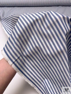 Italian Striped Yarn-Dyed Fine Cotton Shirting - Blue / Off-White 19 Italian Striped Yarn-Dyed Fine Cotton Shirting - Blue / Off-White -Fabrics And Fabrics Store 20007 9
