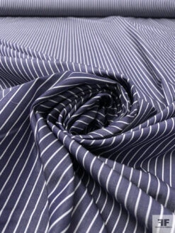 Italian Striped Yarn-Dyed Fine Cotton Shirting - Navy / White 14 Italian Striped Yarn-Dyed Fine Cotton Shirting - Navy / White -Fabrics And Fabrics Store 20008 3