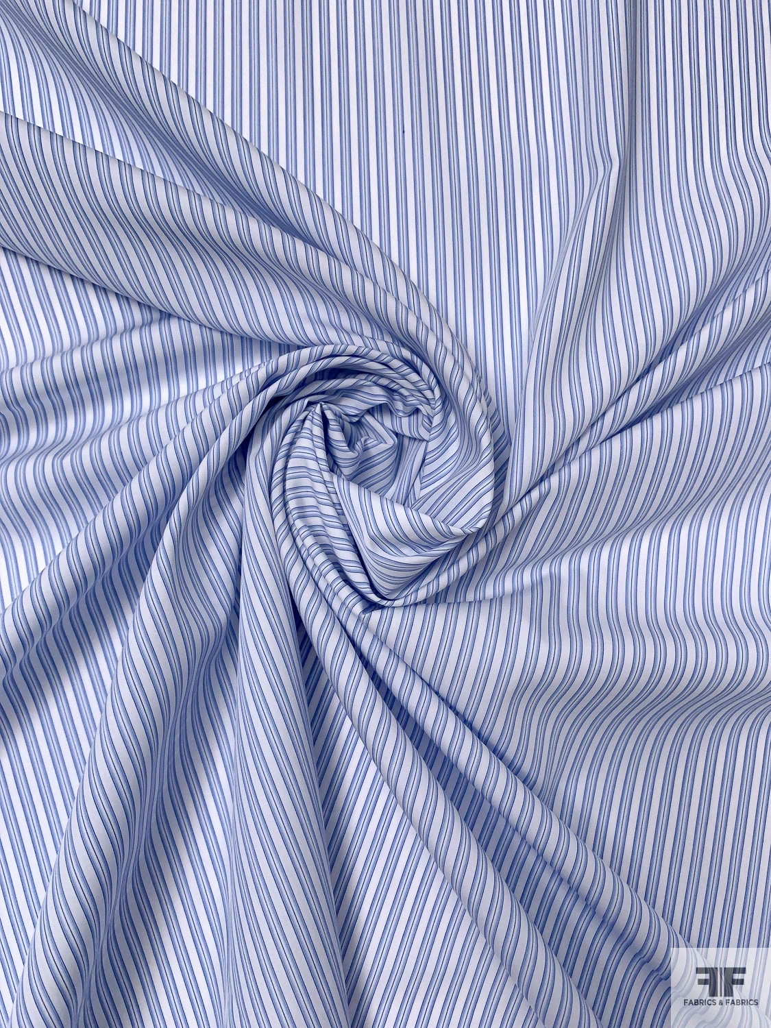 Italian Striped Yarn-Dyed Fine Cotton Shirting - Blue / White 3 Italian Striped Yarn-Dyed Fine Cotton Shirting - Blue / White
