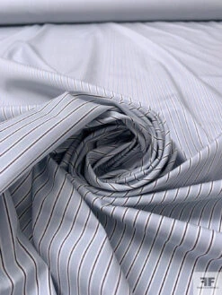 Italian Striped Yarn-Dyed Fine Poplin Cotton Shirting - Sky Grey / Black / White 14 Italian Striped Yarn-Dyed Fine Poplin Cotton Shirting - Sky Grey / Black / White -Fabrics And Fabrics Store 20011 3