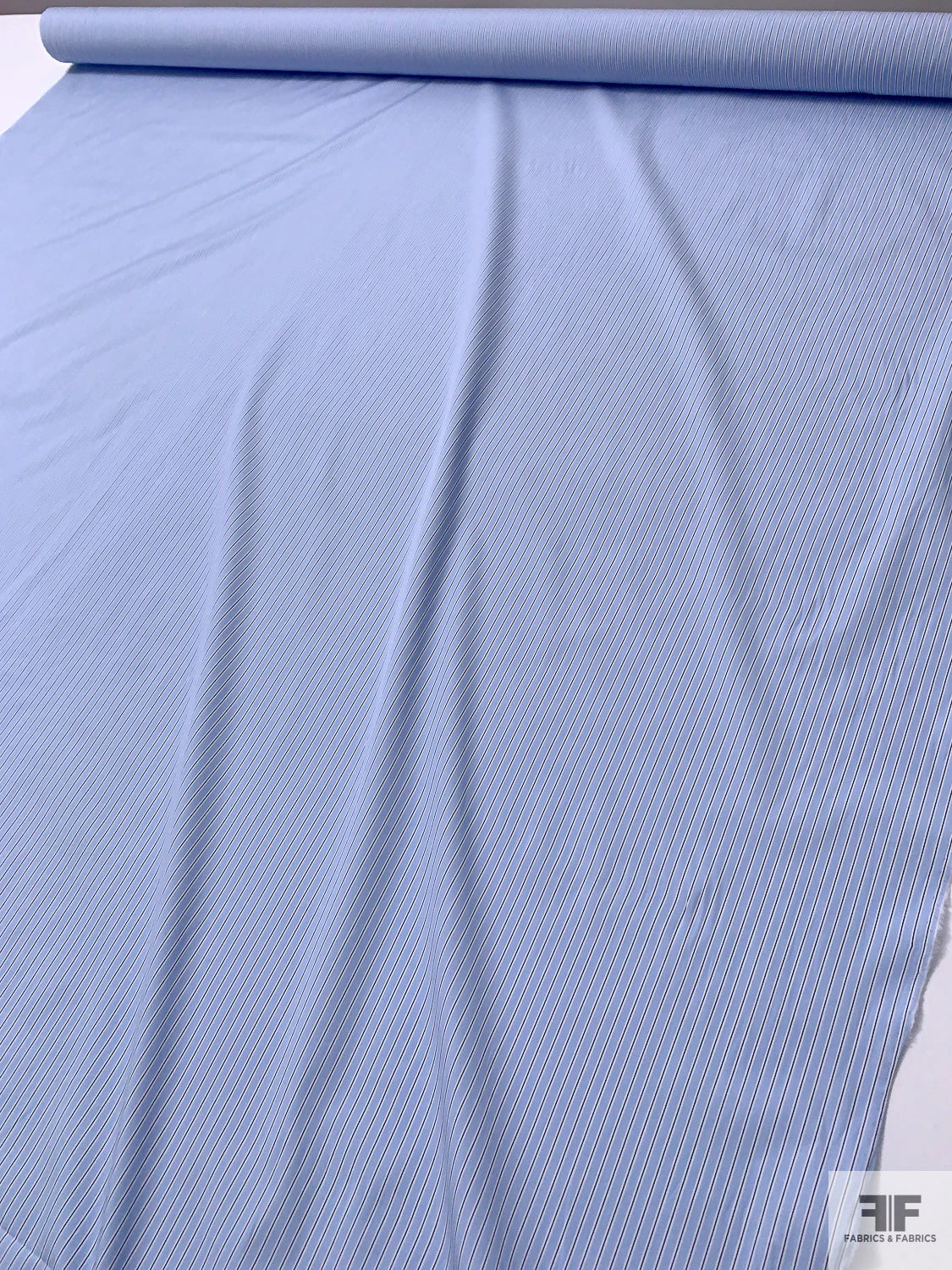 Italian Striped Yarn-Dyed Fine Poplin Cotton Shirting - Blue / Navy / White 10 Italian Striped Yarn-Dyed Fine Poplin Cotton Shirting - Blue / Navy / White - Image 8