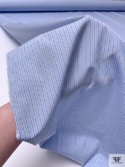 Italian Striped Yarn-Dyed Fine Poplin Cotton Shirting - Blue / Navy / White 19 Italian Striped Yarn-Dyed Fine Poplin Cotton Shirting - Blue / Navy / White -Fabrics And Fabrics Store 20012 9