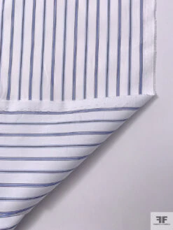 Italian Striped Yarn-Dyed Fine Poplin Cotton Shirting - Blue / White / Black 17 Italian Striped Yarn-Dyed Fine Poplin Cotton Shirting - Blue / White / Black -Fabrics And Fabrics Store 20016 7